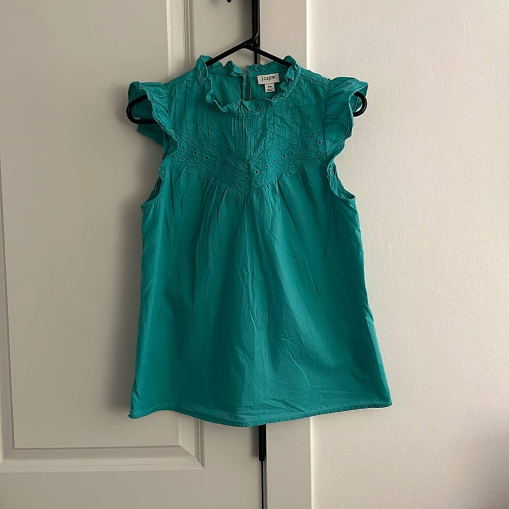 J Crew Pleated Yoke Tank Teal XS